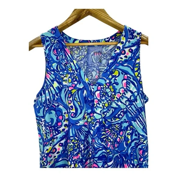 Lilly Pulitzer Amina Dress Small Brilliant Blue Ceviche Sleeveless Dress - Picture 3 of 9